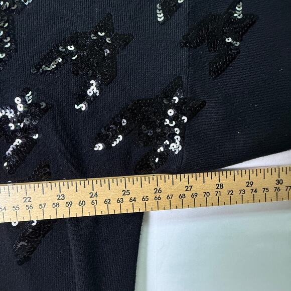 Karl Lagerfeld Paris Black Sequin Bird Sweater XL Knit Embellished Pullover - Picture 8 of 13